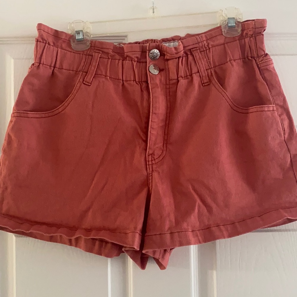 Target high-waisted coral shorts